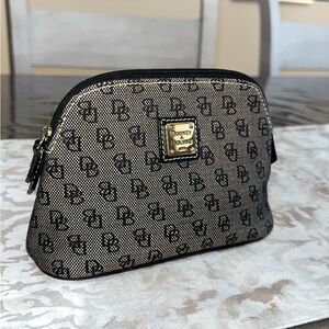 Dooney & Bourke Pouch Small Cosmetic Bag Black and Cream AUTHENTIC LIKE NEW